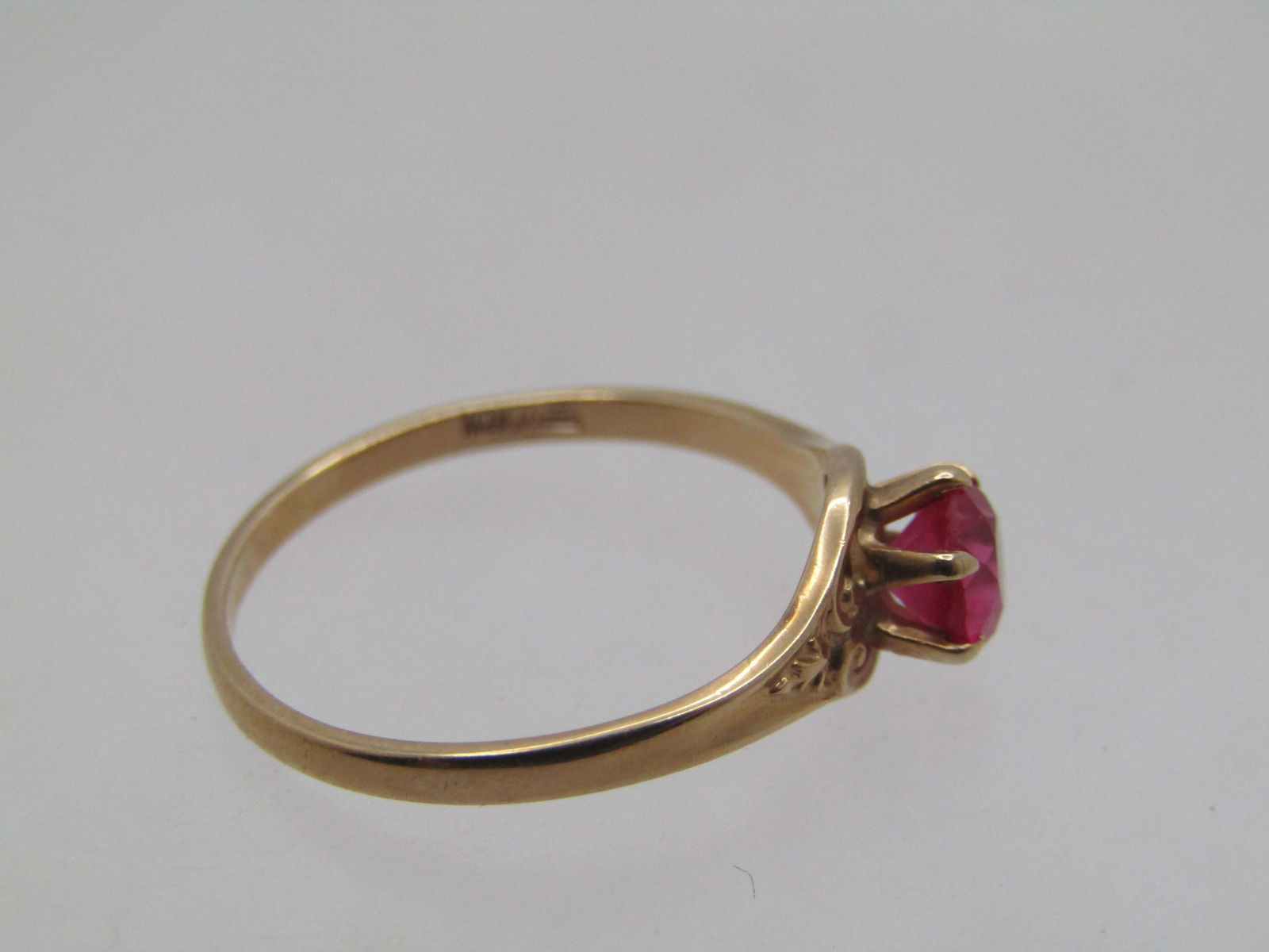 Vintage 10kt Ruby Ring, Sz. 5.5, Woman's, Scrolled. Appx. .50 ctw. 1930's-1950's - 6