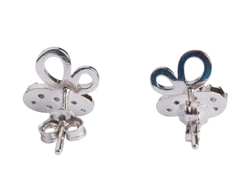 Unique Sterling Silver Cubic Zirconia Butterfly Earrings - 3
