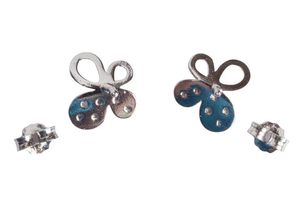 Unique Sterling Silver Cubic Zirconia Butterfly Earrings - 5