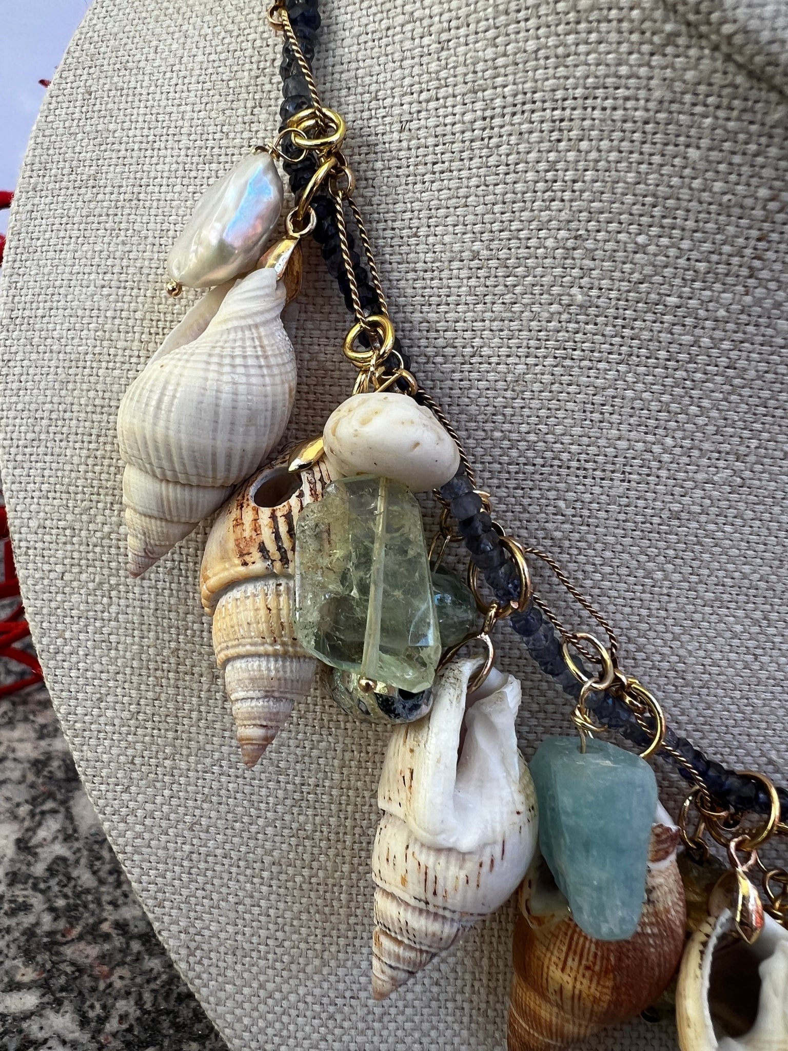 Mermaid & Shell Necklace with Topaz and Aquamarine - 3