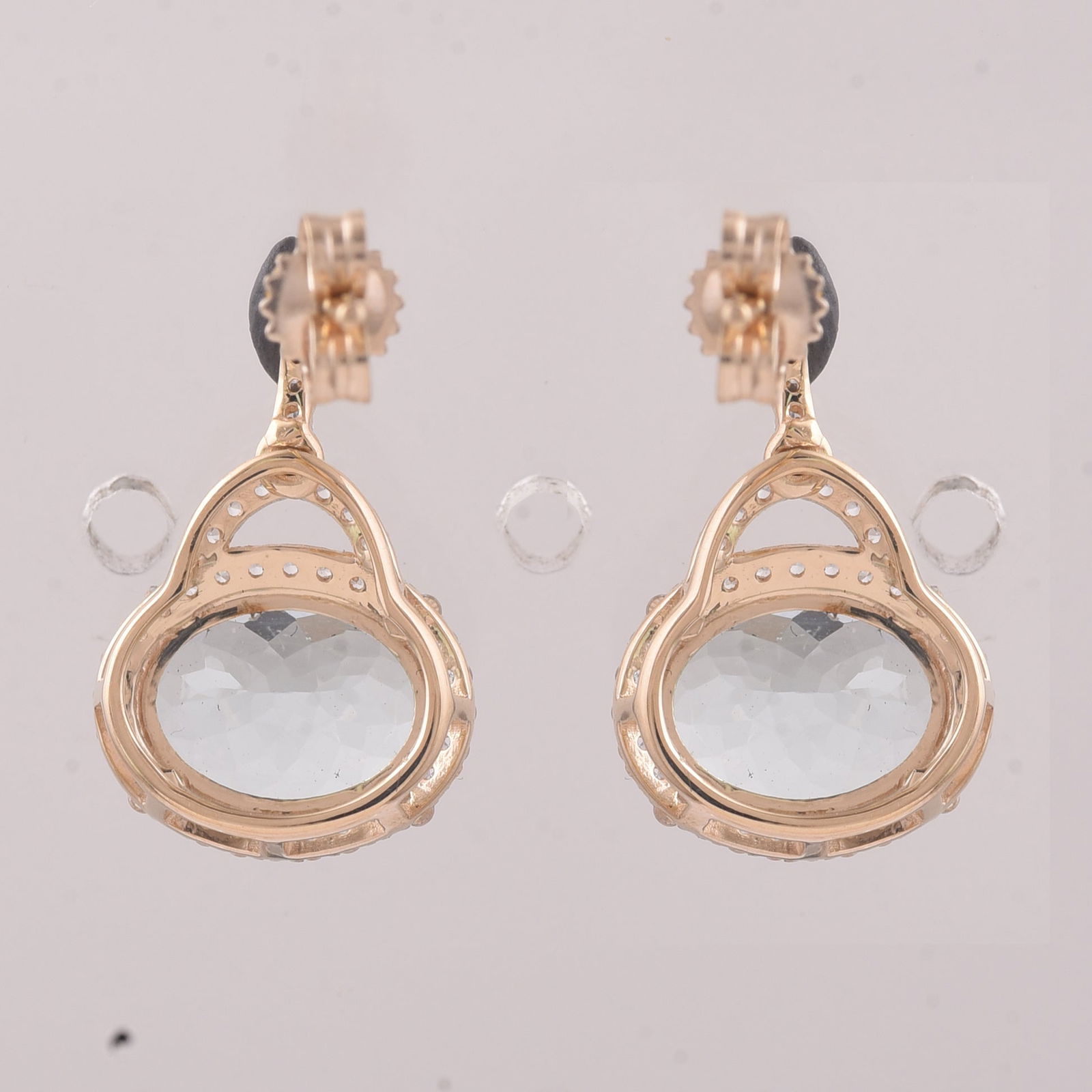3.16 Ct Oval Aquamarine 9K Gold Earrings - 3