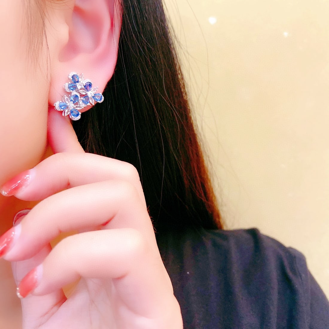 14K GOLD 5.62 CTW NATURAL SAPPHIRE & DIAMOND EARRINGS - 6