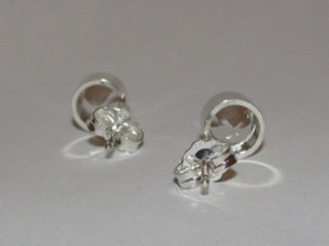 Sterling Silver Faceted Rock Crystal Bezel Set Drop Earrings April Birthstone - 3