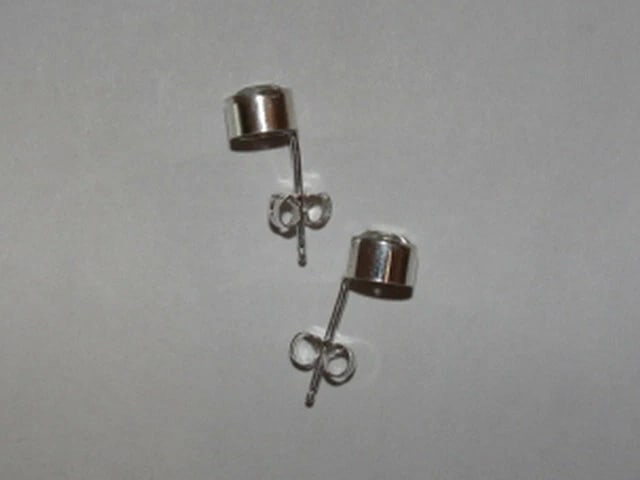 Sterling Silver Faceted Rock Crystal Bezel Set Drop Earrings April Birthstone - 4