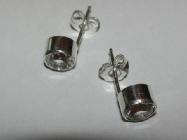 Sterling Silver Faceted Rock Crystal Bezel Set Drop Earrings April Birthstone - 5