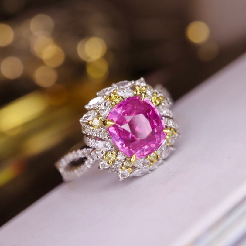 14K GOLD 3.10 CTW NATURAL SAPPHIRE & DIAMOND RING - 2