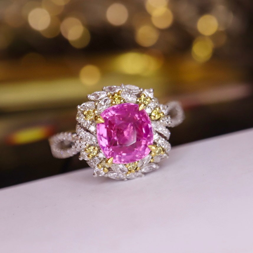 14K GOLD 3.10 CTW NATURAL SAPPHIRE & DIAMOND RING - 4