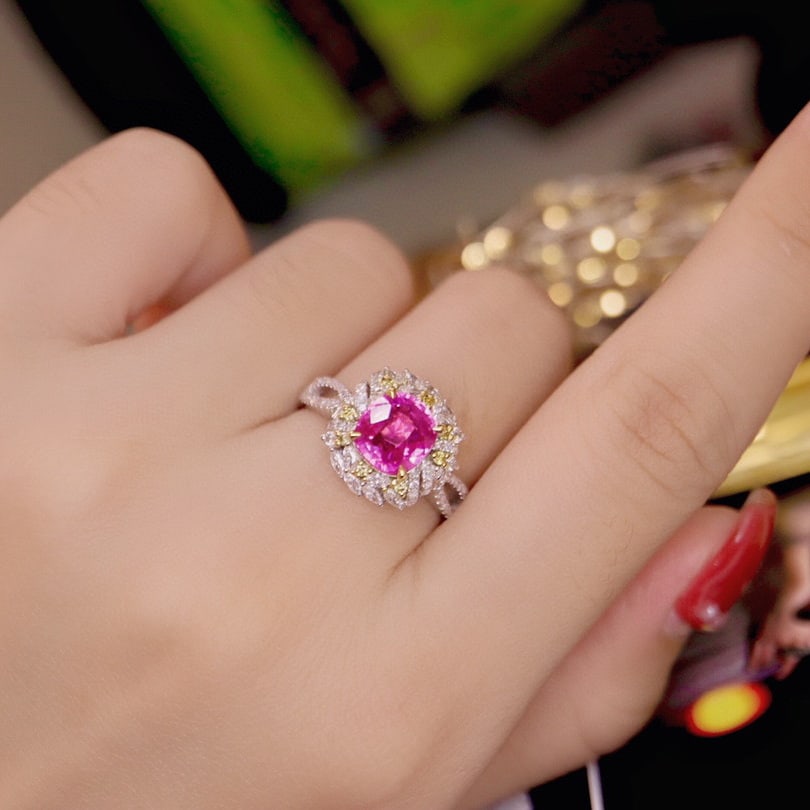 14K GOLD 3.10 CTW NATURAL SAPPHIRE & DIAMOND RING - 9