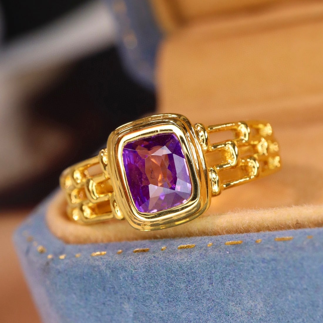 14K GOLD 0.92 CT NATURAL SAPPHIRE RING - 4