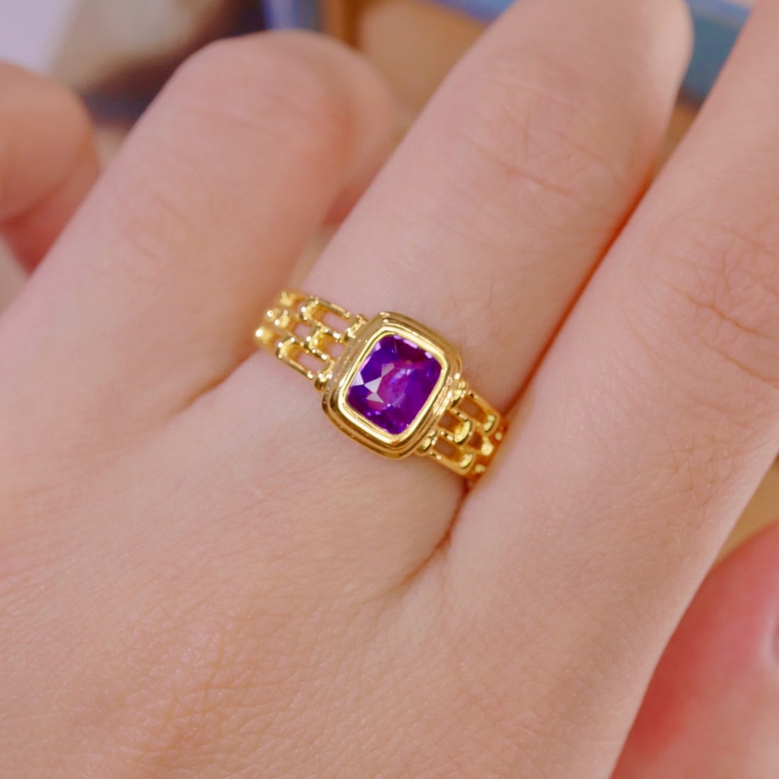 14K GOLD 0.92 CT NATURAL SAPPHIRE RING - 5