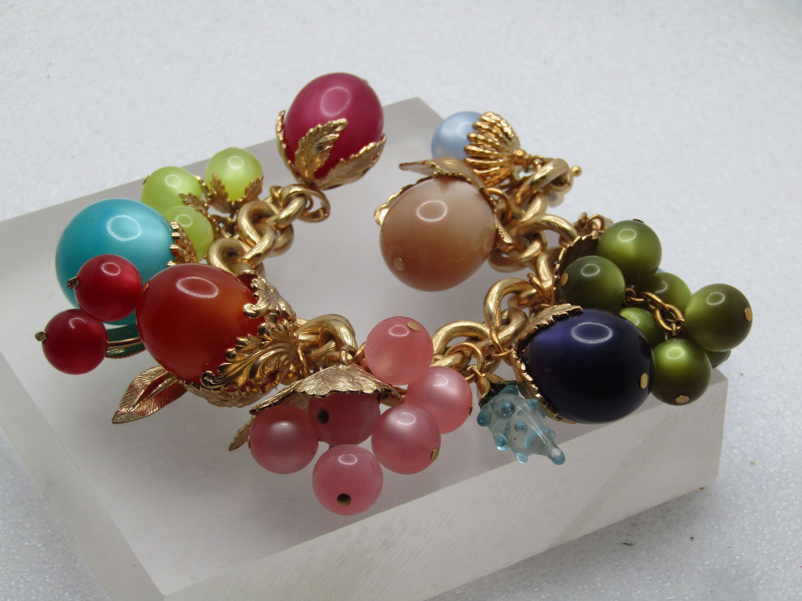 Vintage Tropicana Moonglow Bracelet, 1950's, Napier, 7.5" - 9