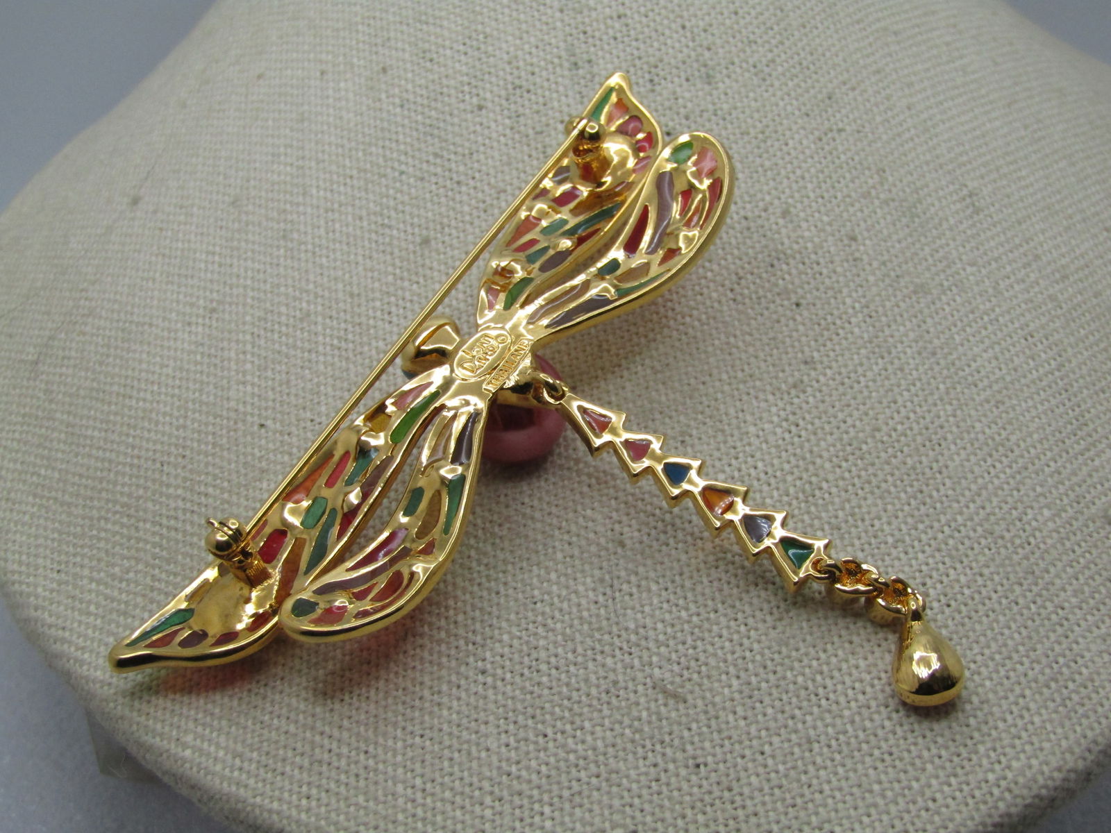 Vintage Joan Rivers Dragonfly Brooch, 3.5" by 3", 1990's - 4