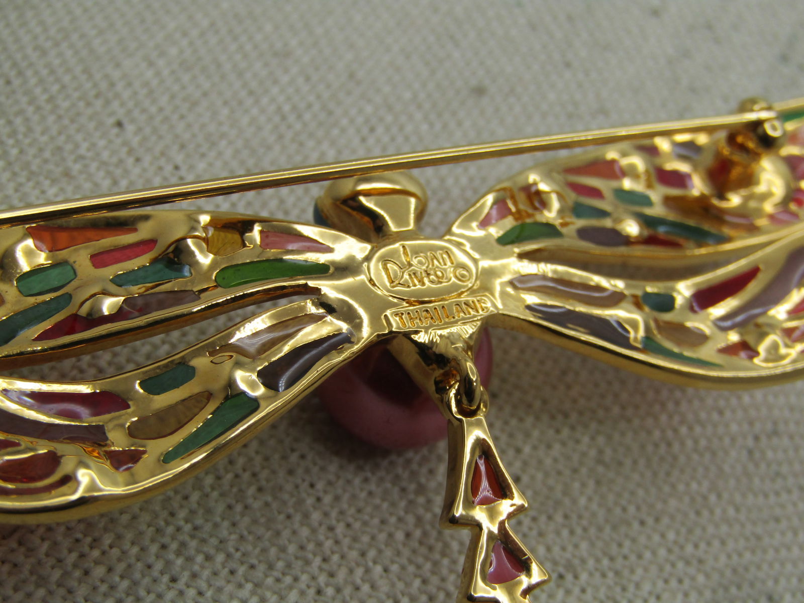 Vintage Joan Rivers Dragonfly Brooch, 3.5" by 3", 1990's - 5