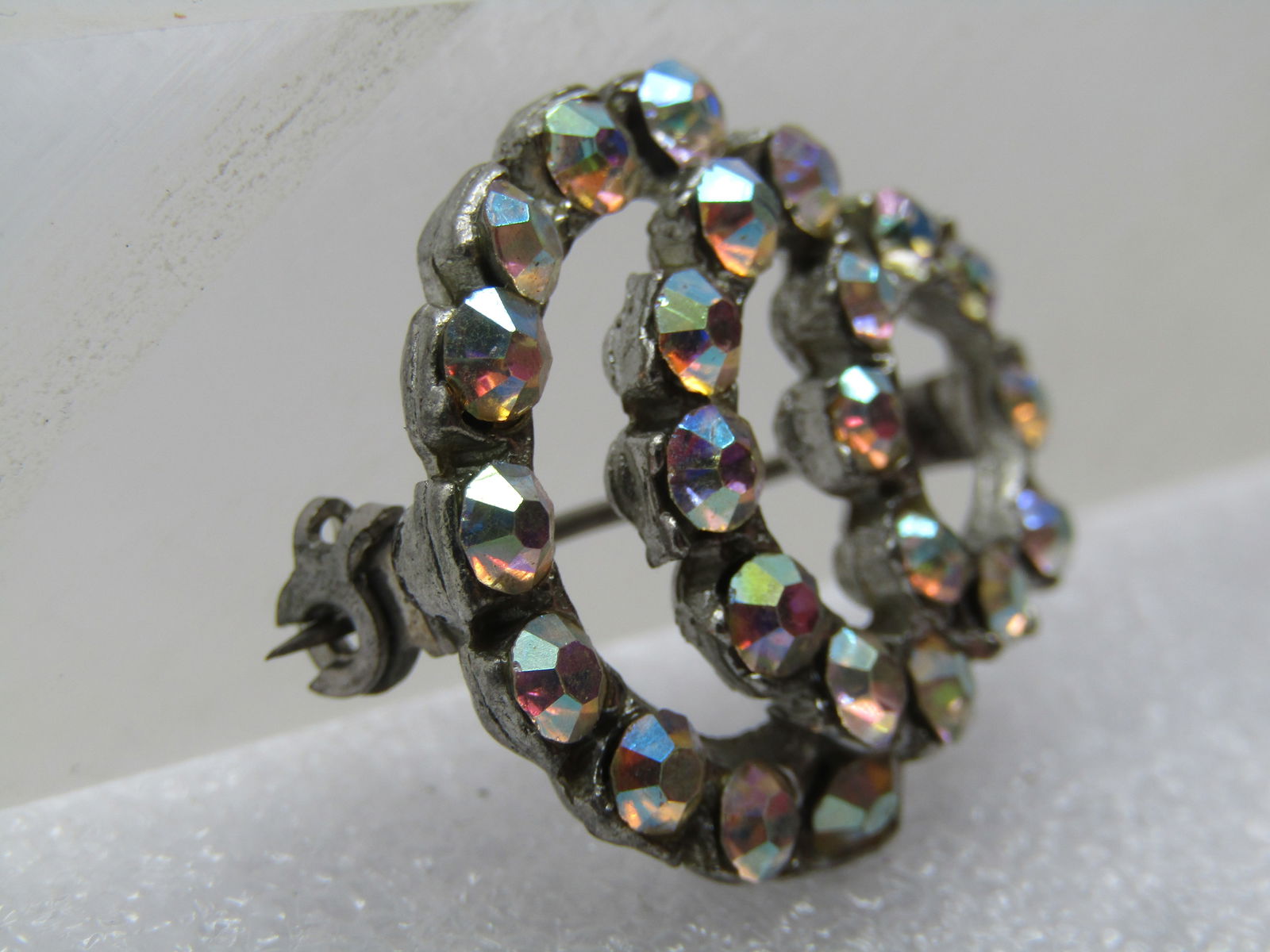 Vintage Aurora Borealis Curved Brooch, 1930's-1940's - 3