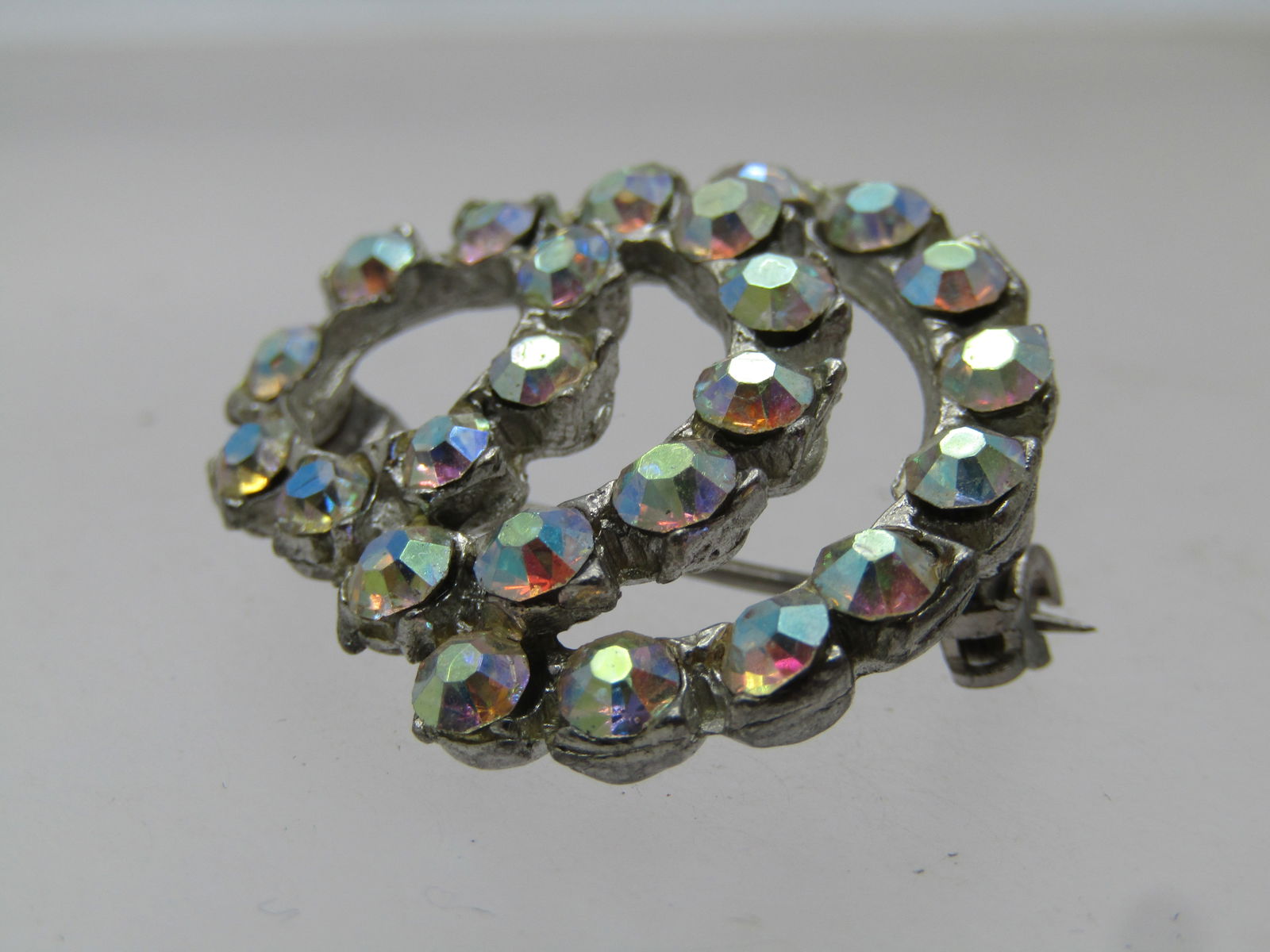 Vintage Aurora Borealis Curved Brooch, 1930's-1940's - 5