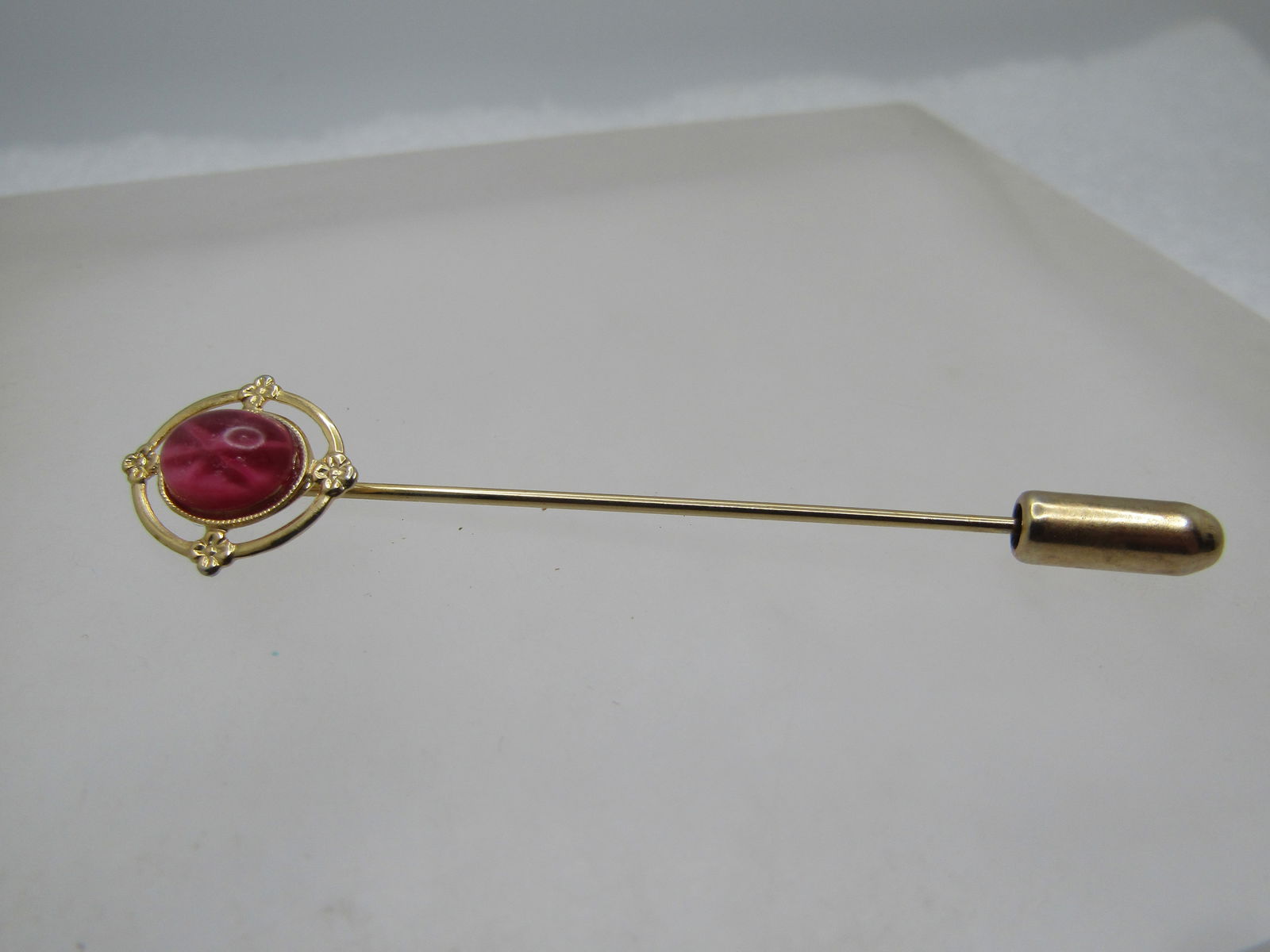 Vintage Synthetic Pink Star Sapphire Stick Pin, 1960's-1970's - 5