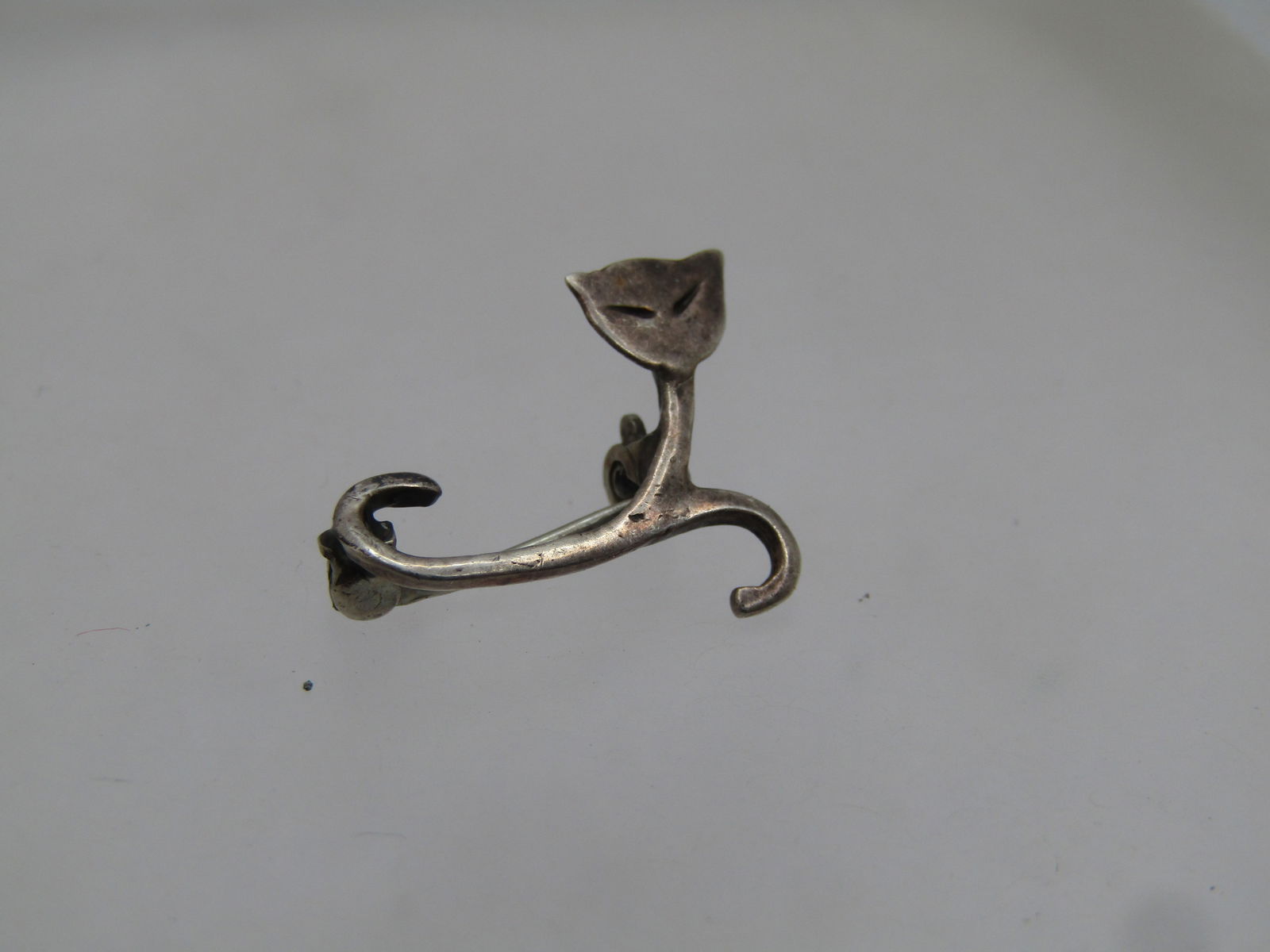 Vintage Sterling Siamese Cat Brooch, Abstract/Mod Design, 1960'S-1970's. - 2