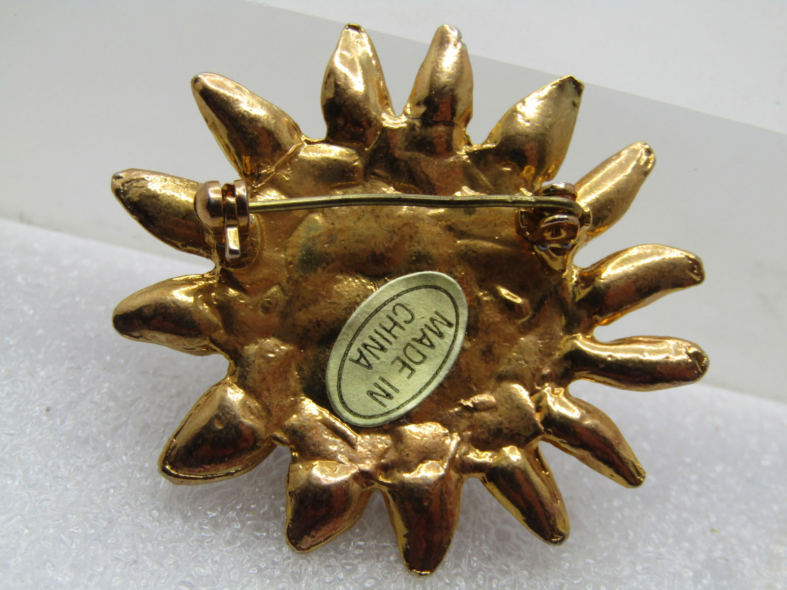 Vintage Carved Goldstone Sun Brooch, , 1970's-1980's. - 4