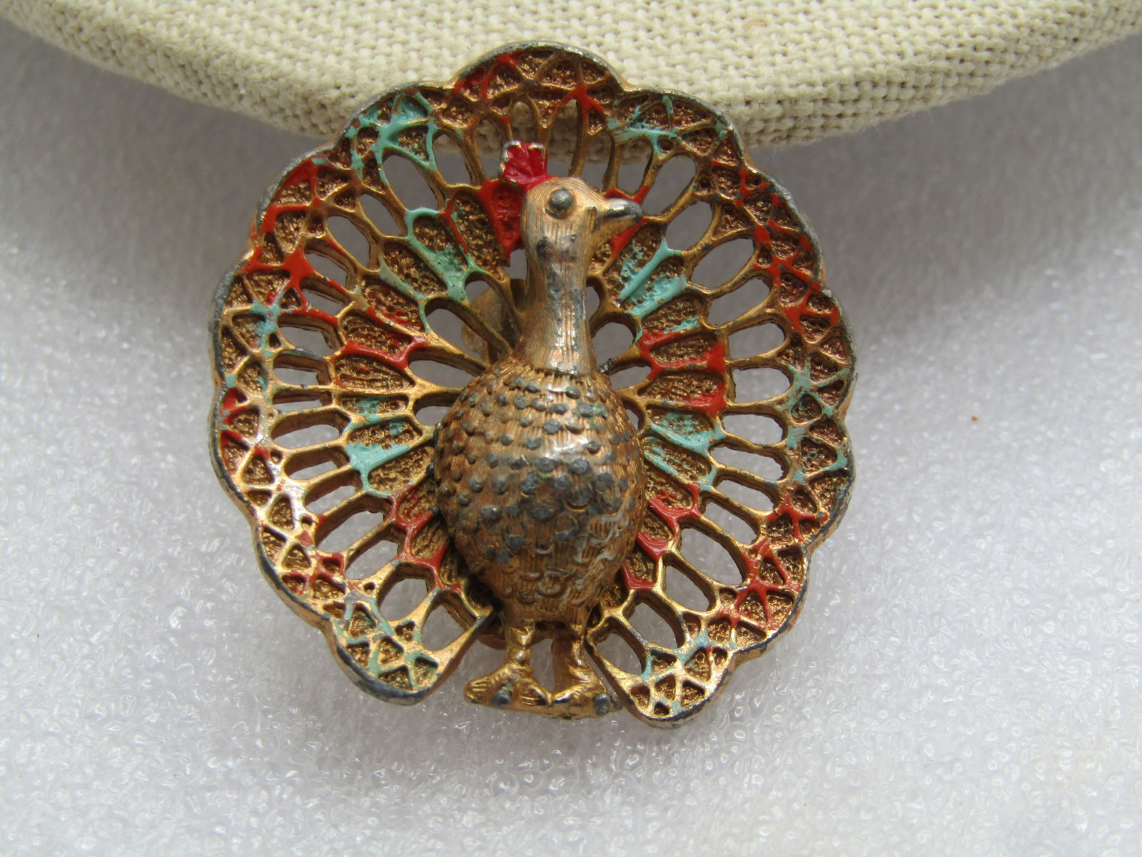 Vintage Enameled Peacock Brooch, Signed Jerry's, 1950's-1960's. - 2