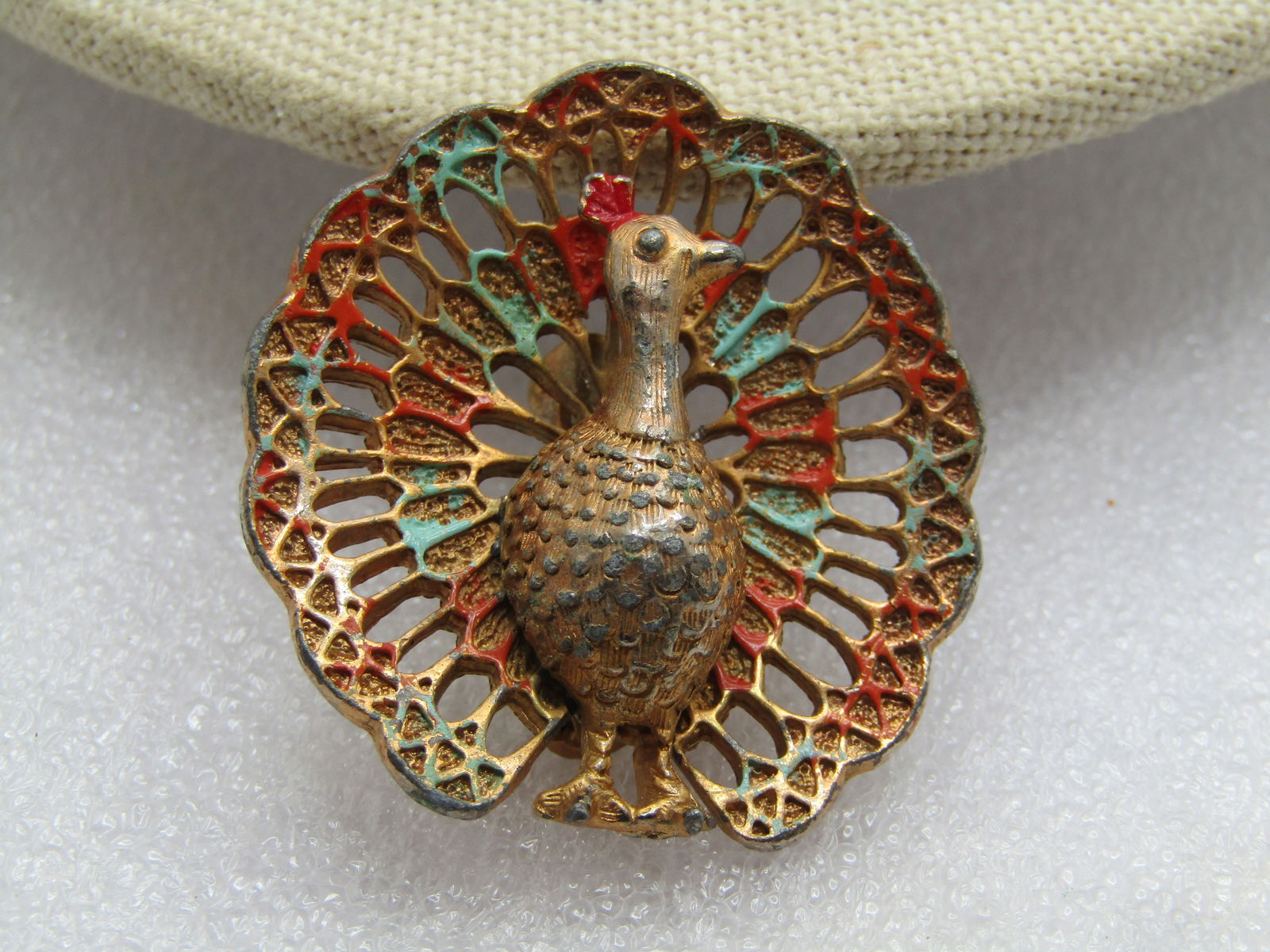 Vintage Enameled Peacock Brooch, Signed Jerry's, 1950's-1960's. - 4