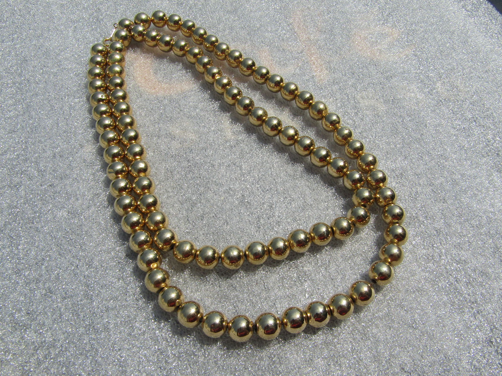 Vintage 10mm Gold Tone Beaded Necklace, 35", 1960's-1980's - 2