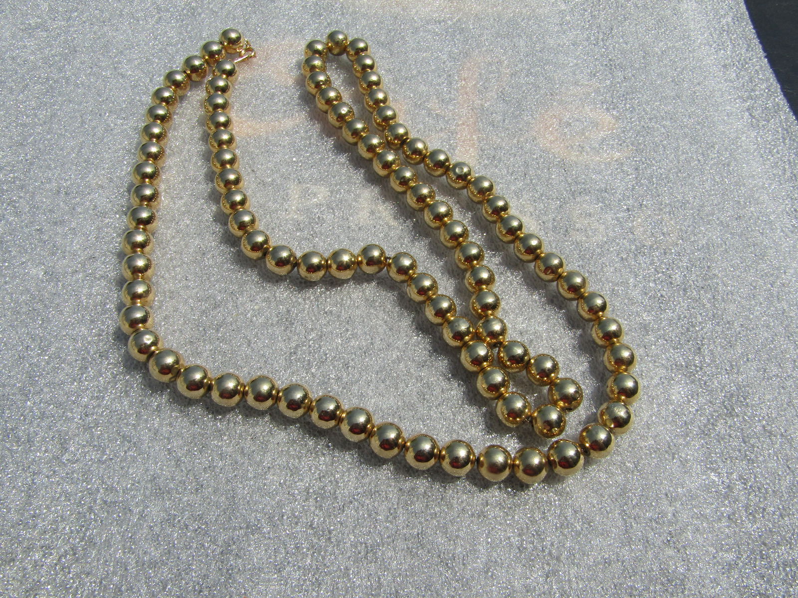Vintage 10mm Gold Tone Beaded Necklace, 35", 1960's-1980's - 5