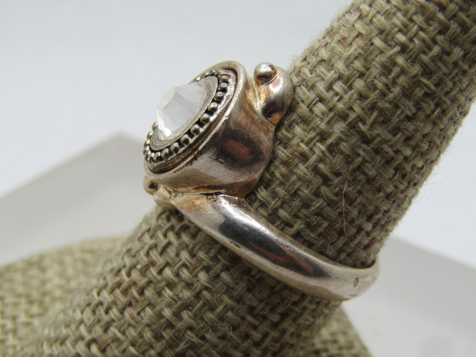 Vintage Bypass Clear Rhinestone Ring, Sz. 9, 1990's - 2