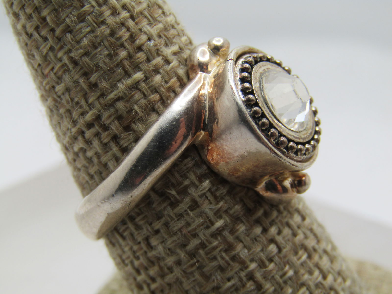 Vintage Bypass Clear Rhinestone Ring, Sz. 9, 1990's - 3