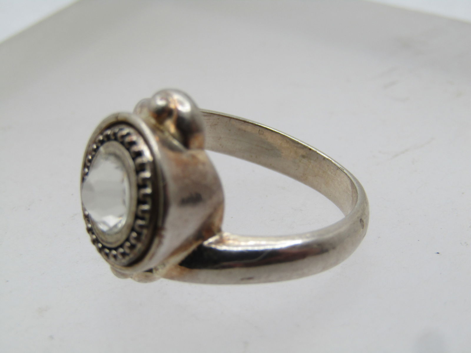 Vintage Bypass Clear Rhinestone Ring, Sz. 9, 1990's - 5