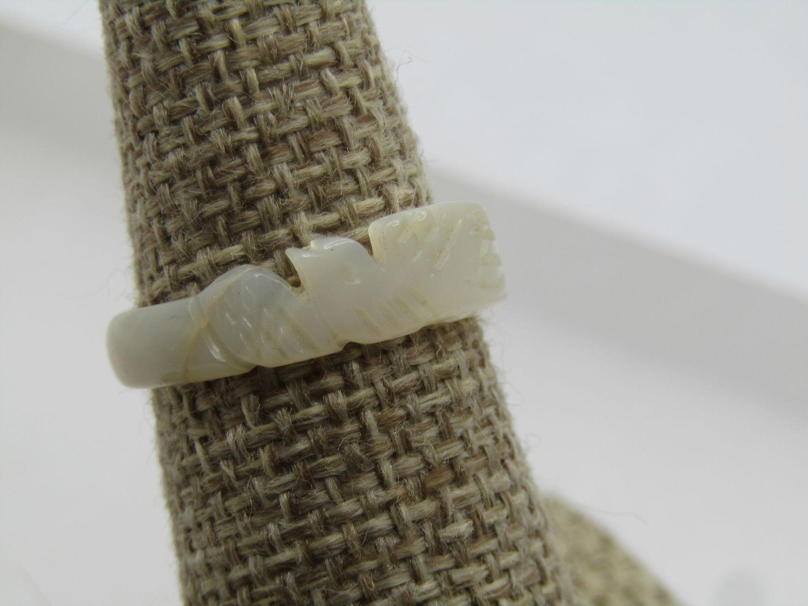 Vintage Carved Mother-of-Pearl Dove Ring, Sz. 7.5, 1960's, 1970's - 2