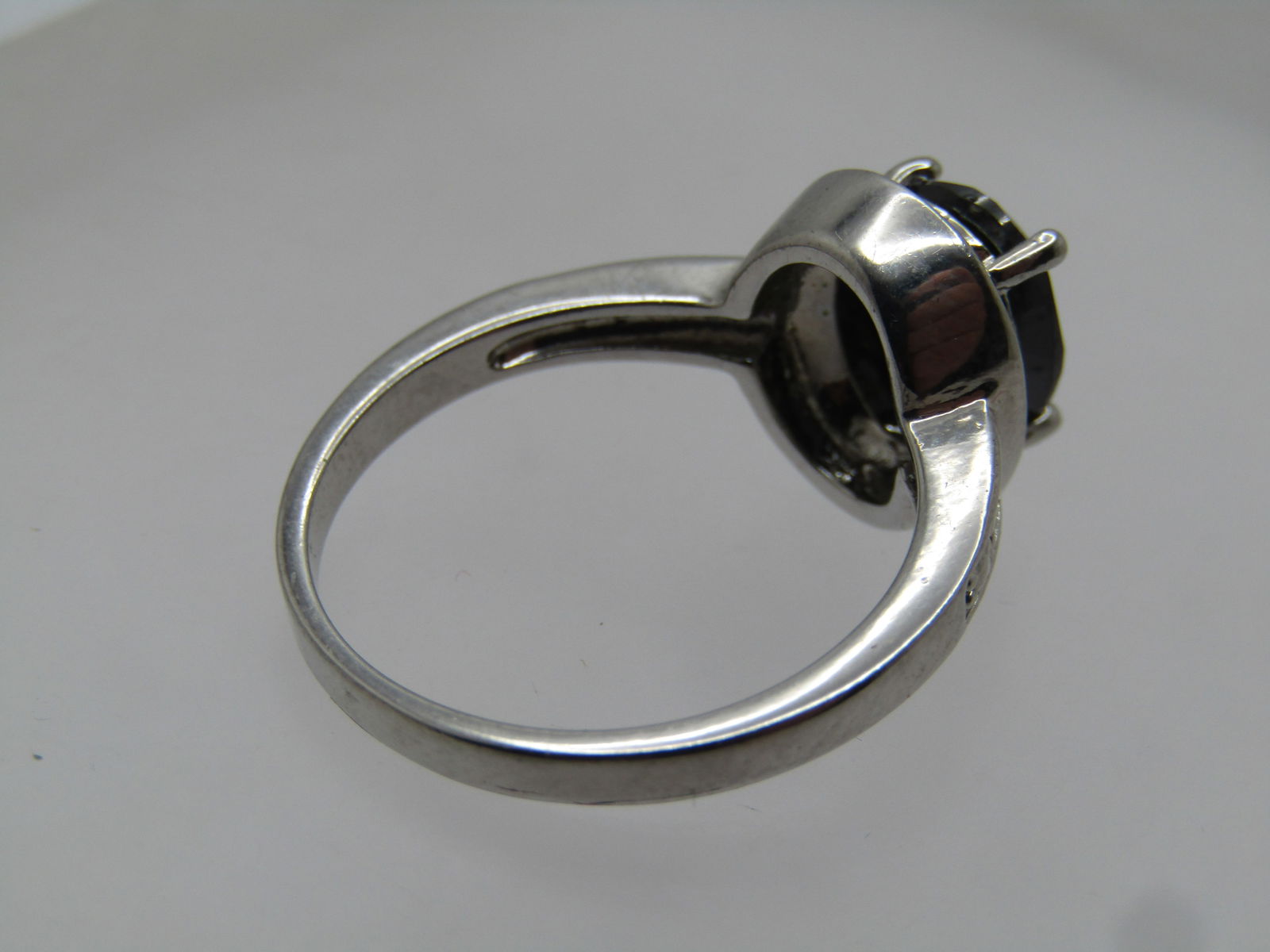 Silver Plated Hematite CZ Halo Ring, Sz. 9. 1990's-2000's - 5