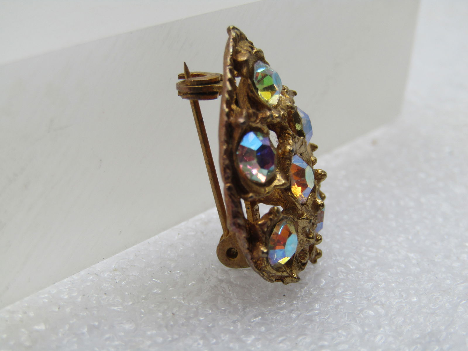 Vintage Aurora Borealis Rhinestone Brooch, 1950's, Pear-Shaped - 3