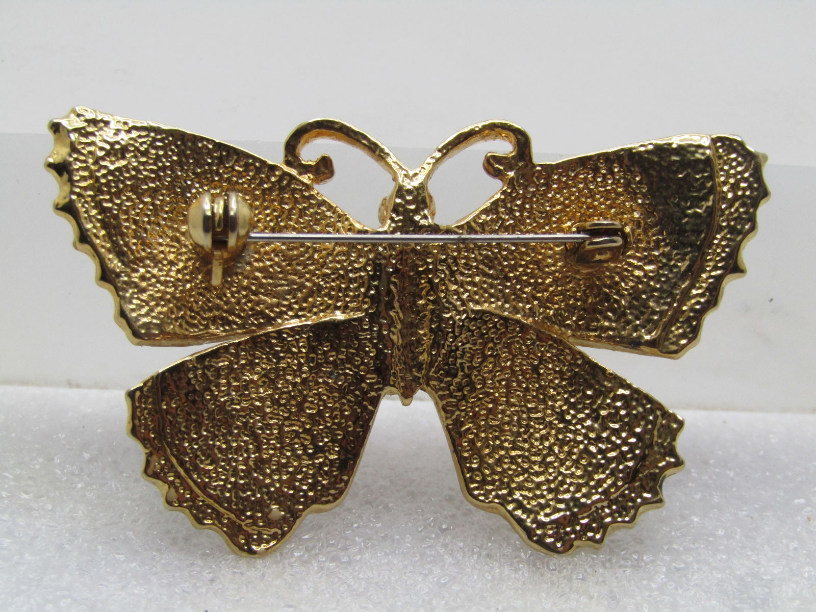 Vintage Enameled Butterfly Brooch, Black/Off-White, 1960's - 4