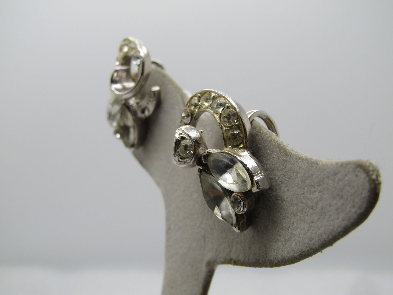 Vintage Coro Rhinestone Earrnigs, Screwback 1940's-1950's - 2