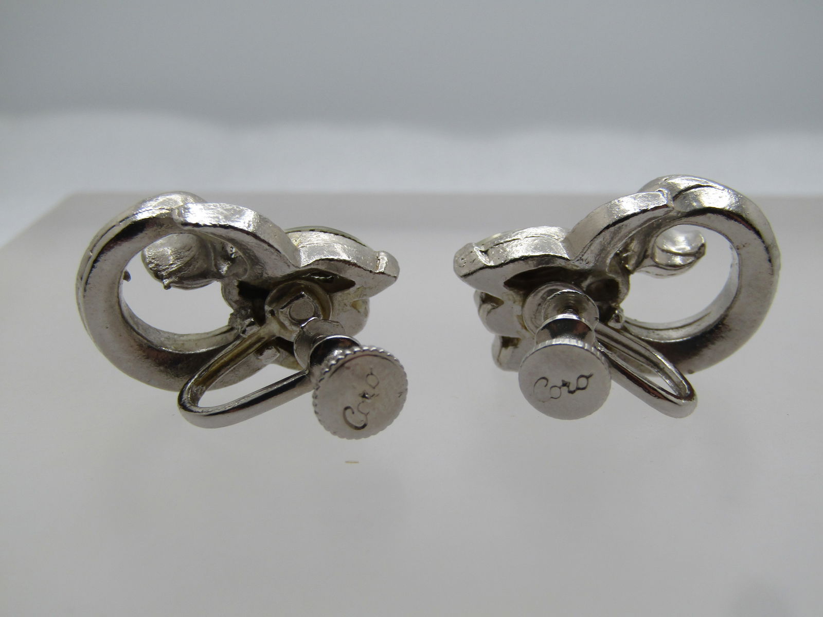 Vintage Coro Rhinestone Earrnigs, Screwback 1940's-1950's - 6