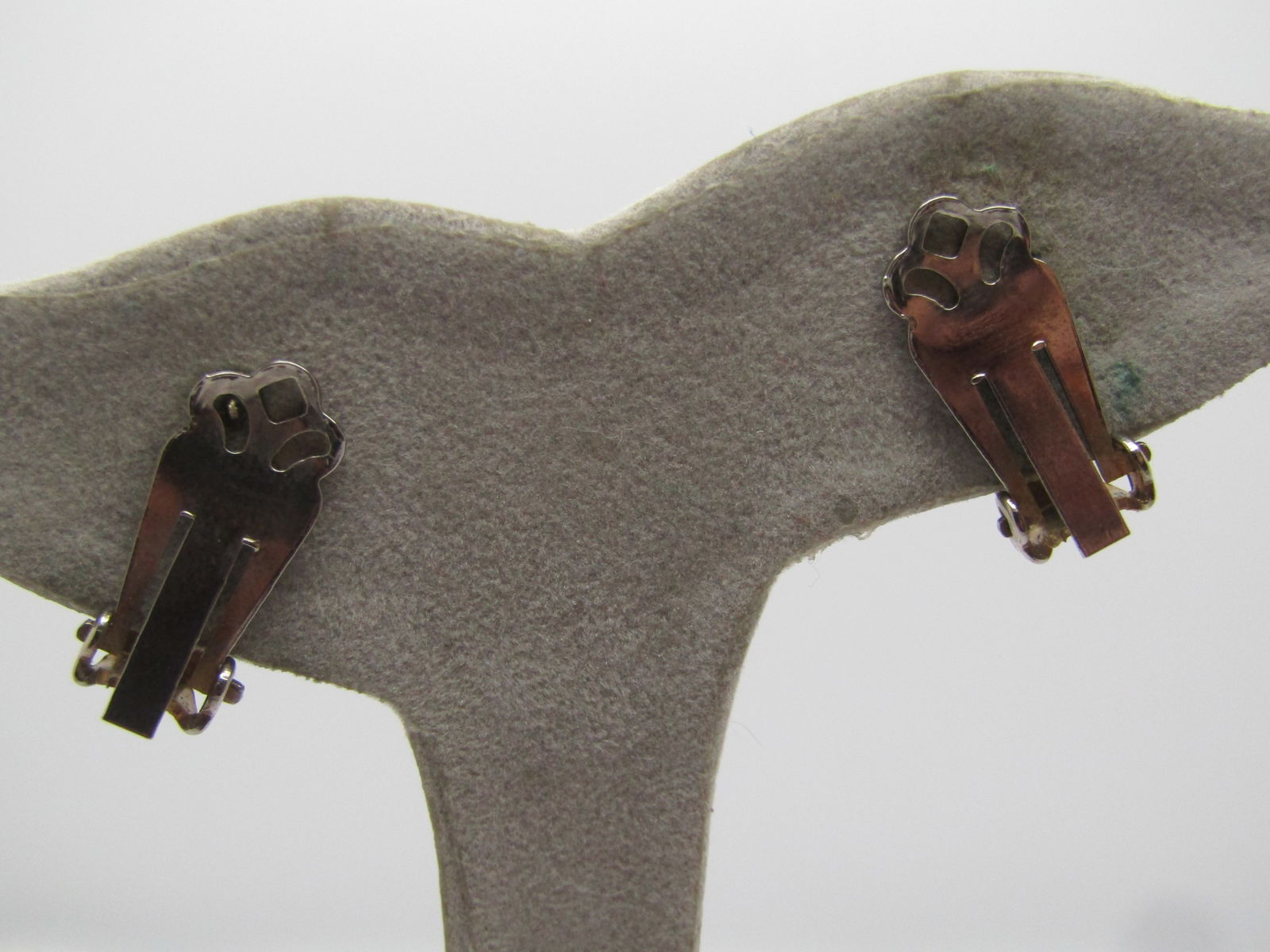 Vintage Faux Pearl Brown Rhinestone Earrings, Clip, 1950's-1960's. - 4