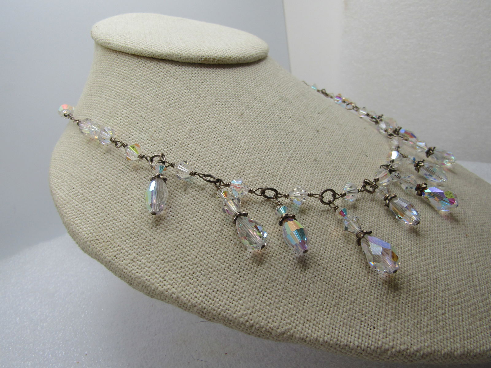 Vintage Sterling & Crystal Beaded Necklace, Dangle, 19", 1960's-1980's - 3
