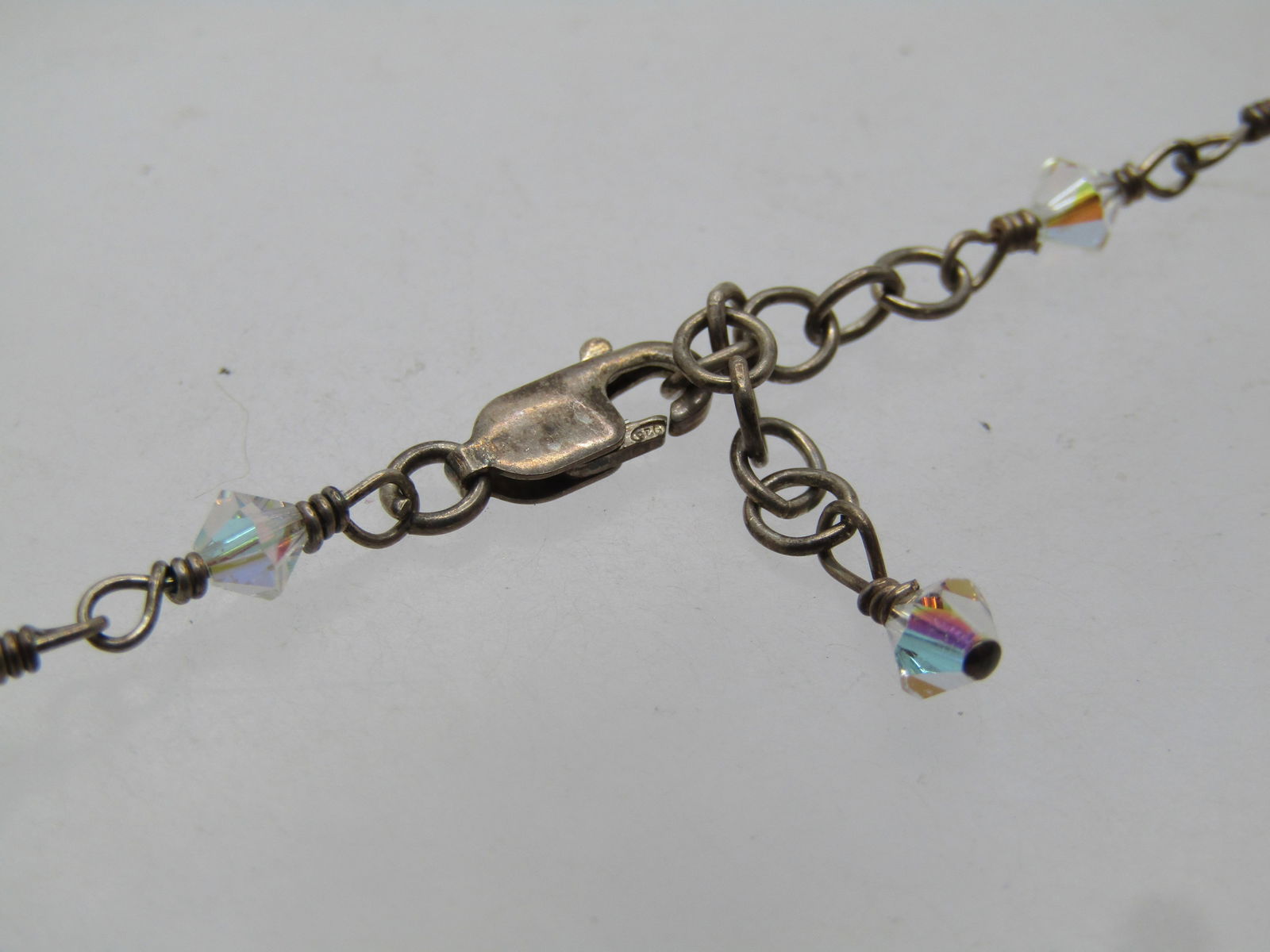 Vintage Sterling & Crystal Beaded Necklace, Dangle, 19", 1960's-1980's - 4