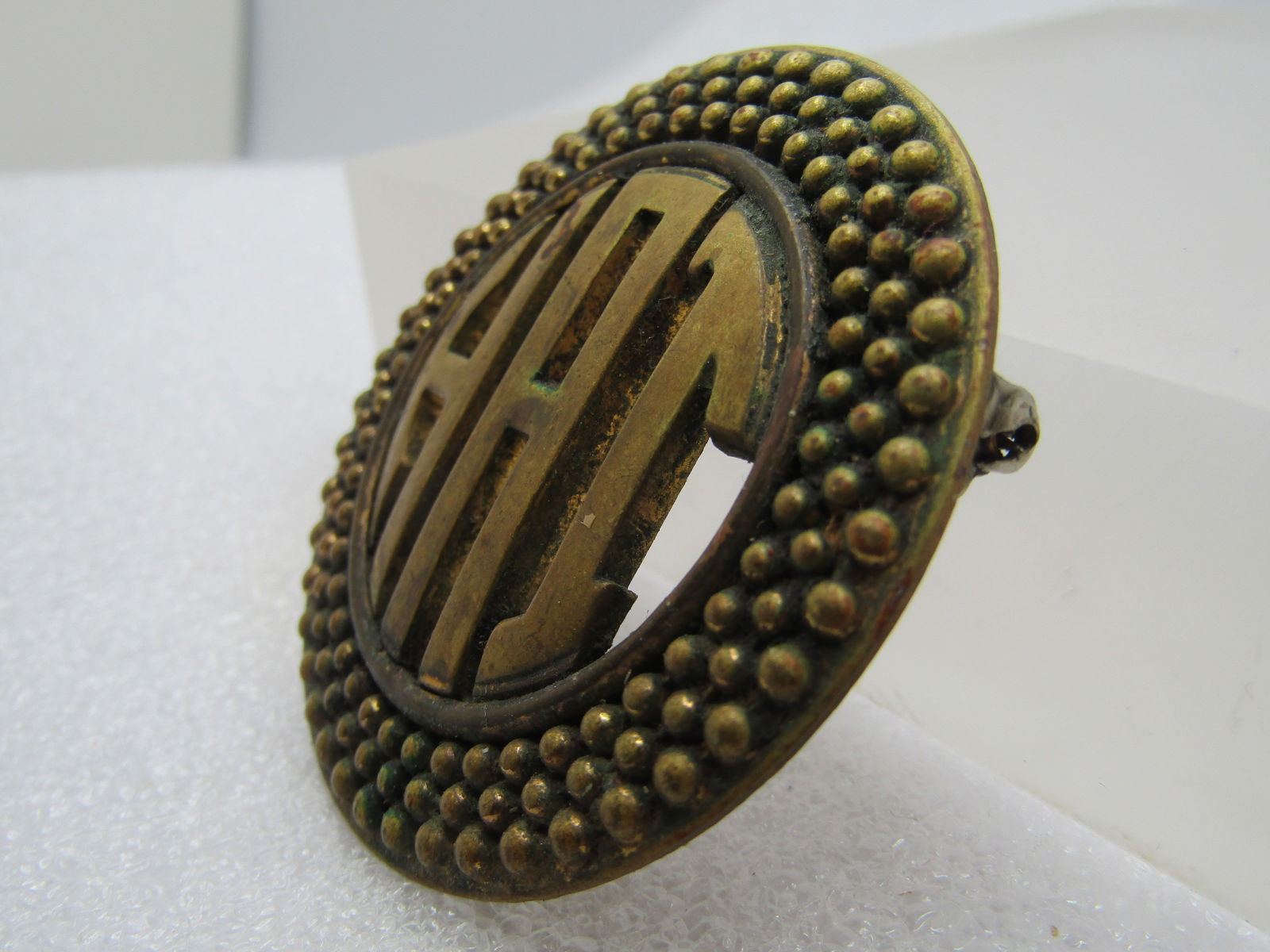 Vintage Monogrammed Brooch - HAI or HAT or HAJ - Signed Monocraft, 1930's - 2