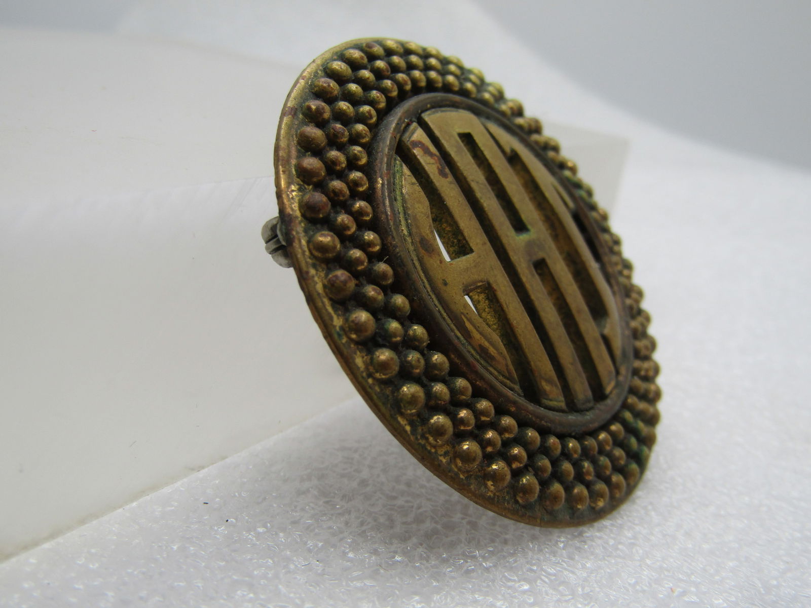 Vintage Monogrammed Brooch - HAI or HAT or HAJ - Signed Monocraft, 1930's - 3