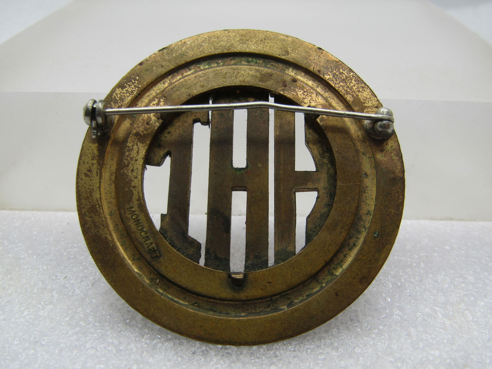 Vintage Monogrammed Brooch - HAI or HAT or HAJ - Signed Monocraft, 1930's - 4