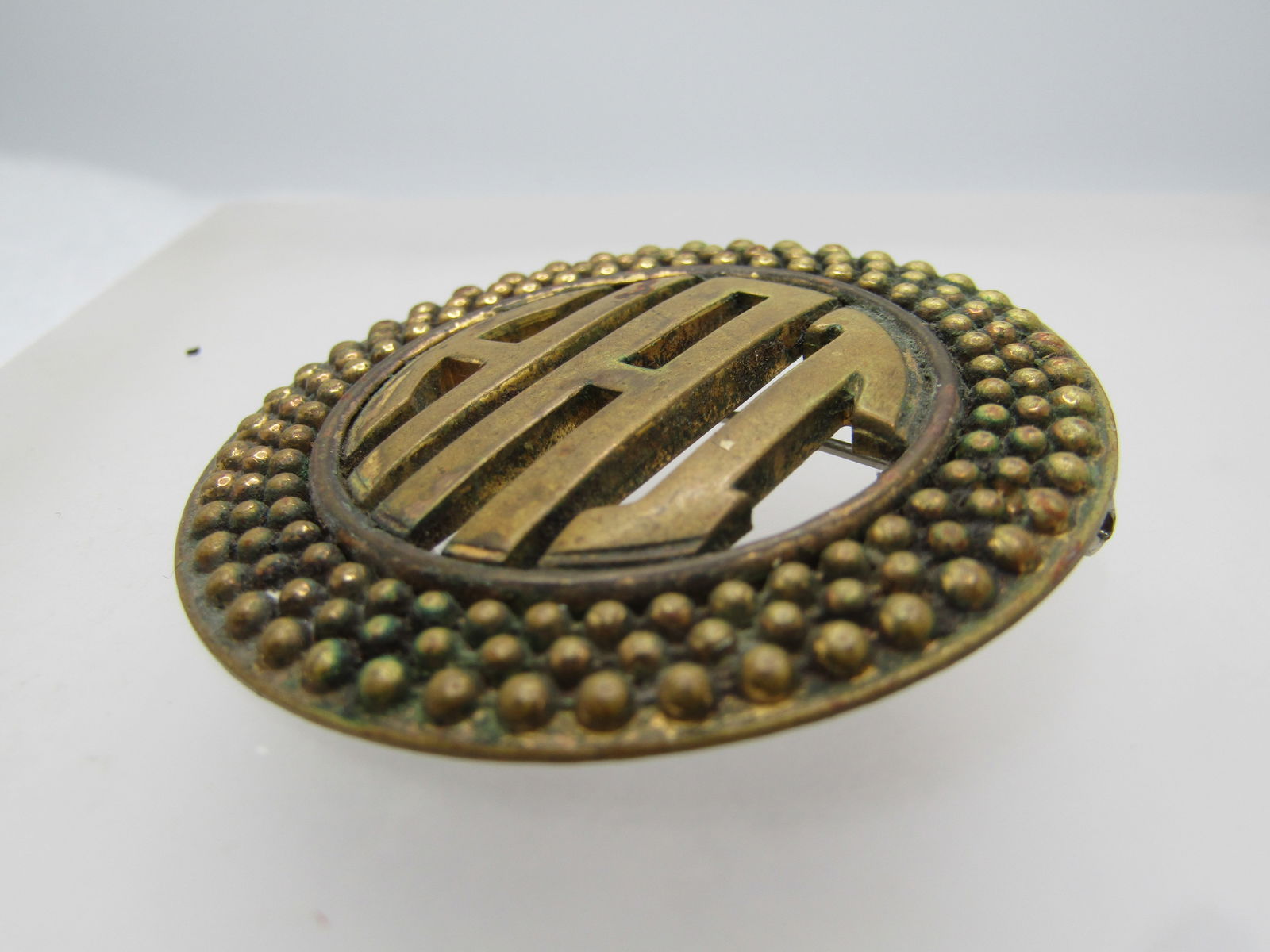 Vintage Monogrammed Brooch - HAI or HAT or HAJ - Signed Monocraft, 1930's - 5