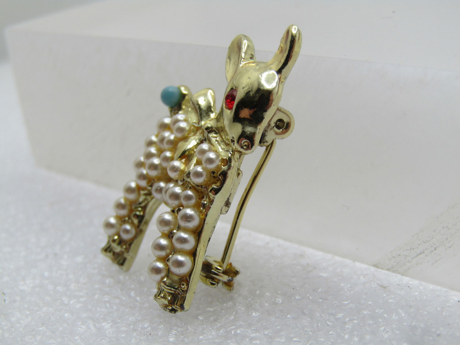 Vintage Faux Pearl Baby Lamb Brooch, 1950's-1960's - 2