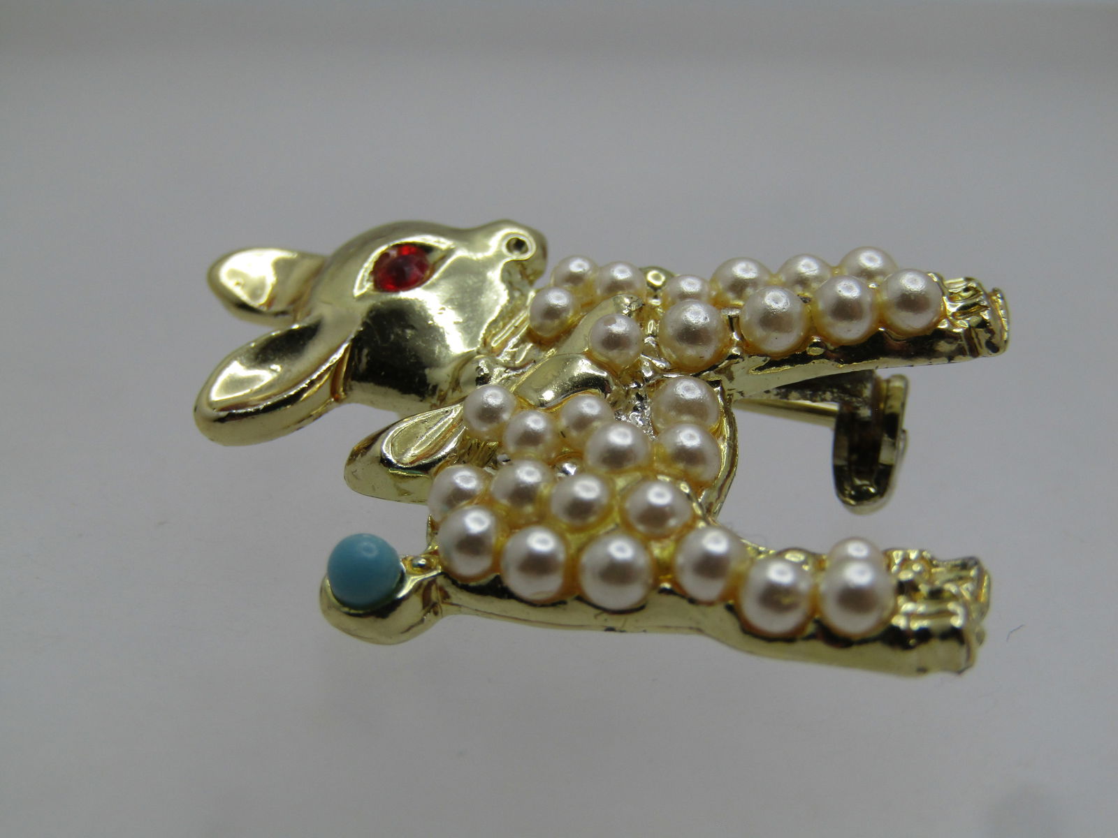 Vintage Faux Pearl Baby Lamb Brooch, 1950's-1960's - 5