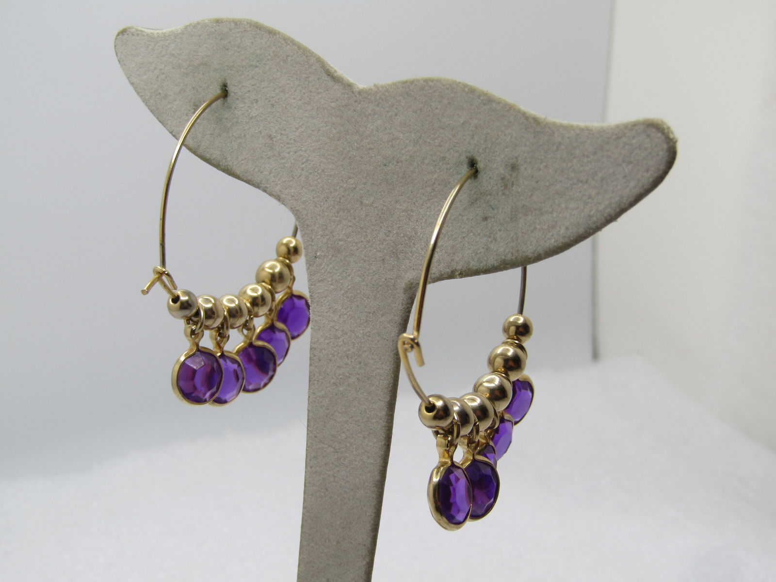 Vintage Purple Slide Hoop Earrings, 2", Pierced, 1960's-1980's - 2