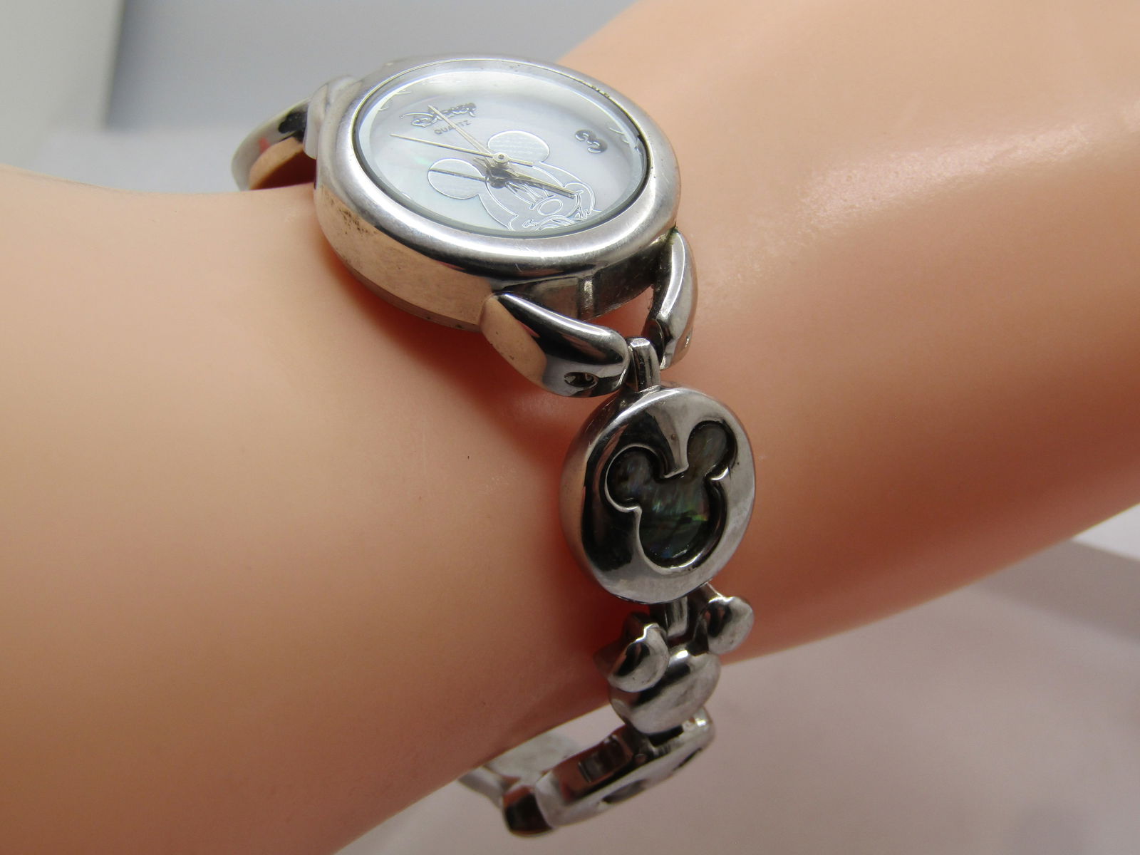 Vintage Mickey Mouse Watch, Inlaid Shell Band, Accutime, 1990's - 4