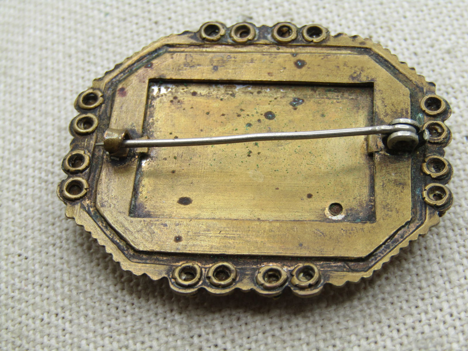 Antique Essex Glass Rose Carved Brooch, 1910's, Rhinestones - 5