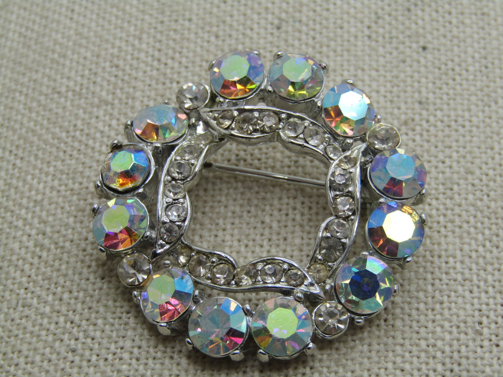 Vintage Aurora Borealis Circle Brooch, 1960's - 3