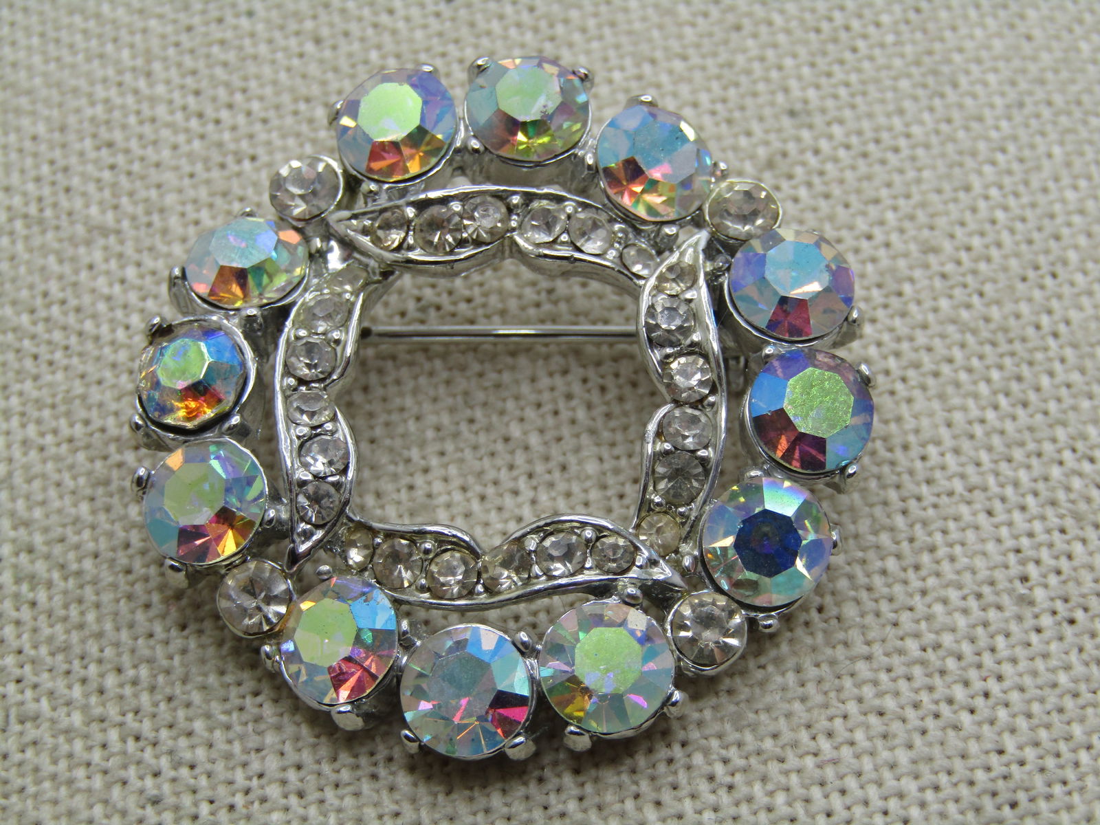 Vintage Aurora Borealis Circle Brooch, 1960's - 4