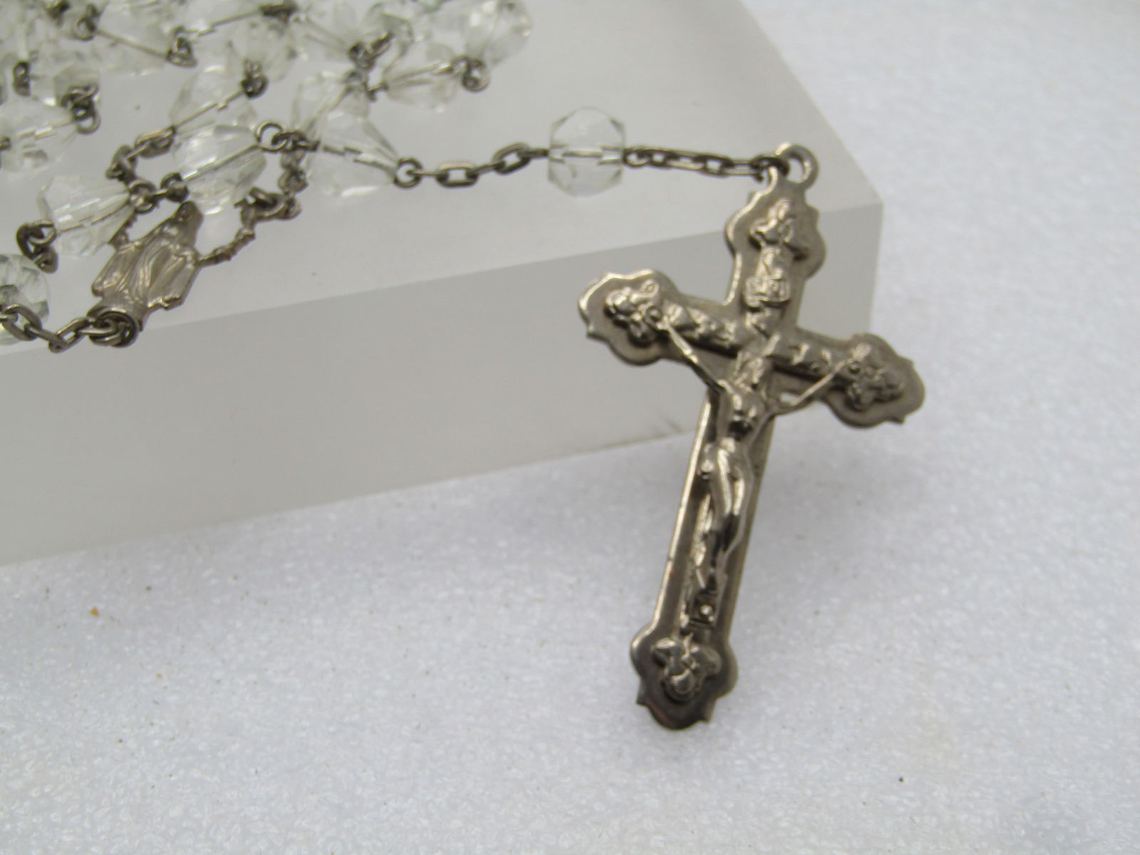 Vintage 36" Clear Beaded Rosary, 1950's-1960's - 2